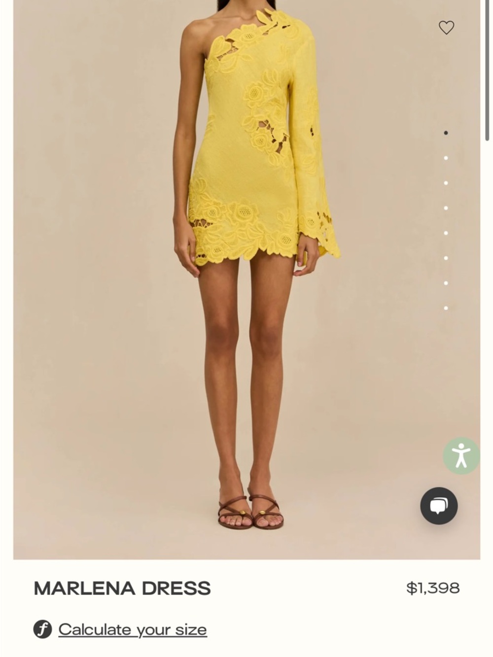 cult gaia Yellow One-Shoulder Marlena Lace Mini Dress